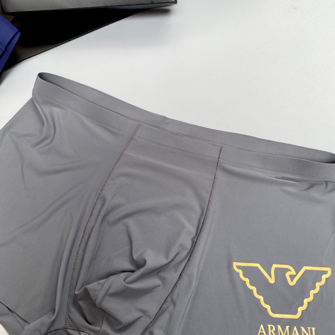 Emporio Armani Blue Grey Large Outline Wing Boxer Briefs, image 8