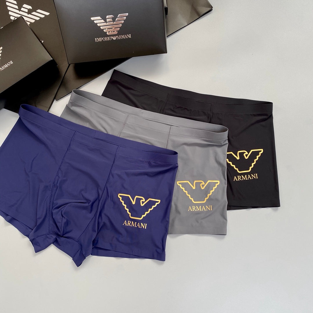 Emporio Armani Blue Grey Large Outline Wing Boxer Briefs, image 2