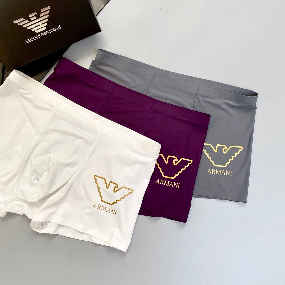 Emporio Armani White Plum Blue Outline Wing Boxer Briefs, image 2