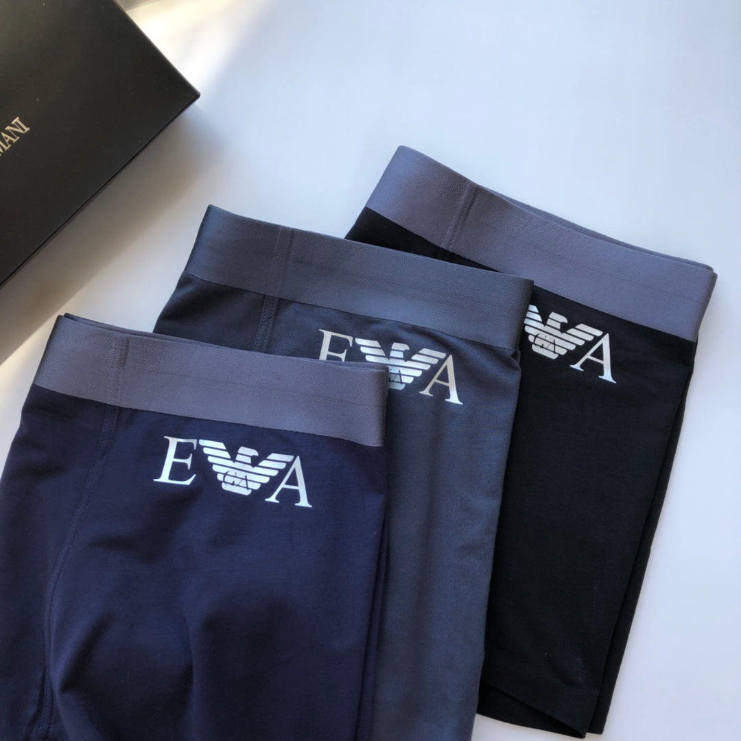 Emporio Armani Navy Long Body Letter Detail Boxer Briefs, image 5