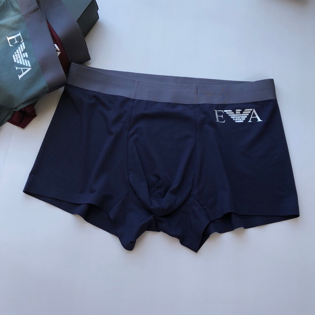Emporio Armani Navy Long Body Letter Detail Boxer Briefs, image 6