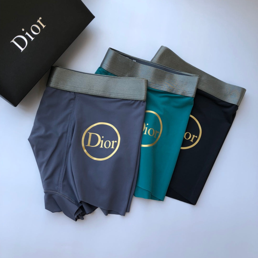 Dior Teal Grey Large Circle Letter Motif Boxer Briefs, image 1