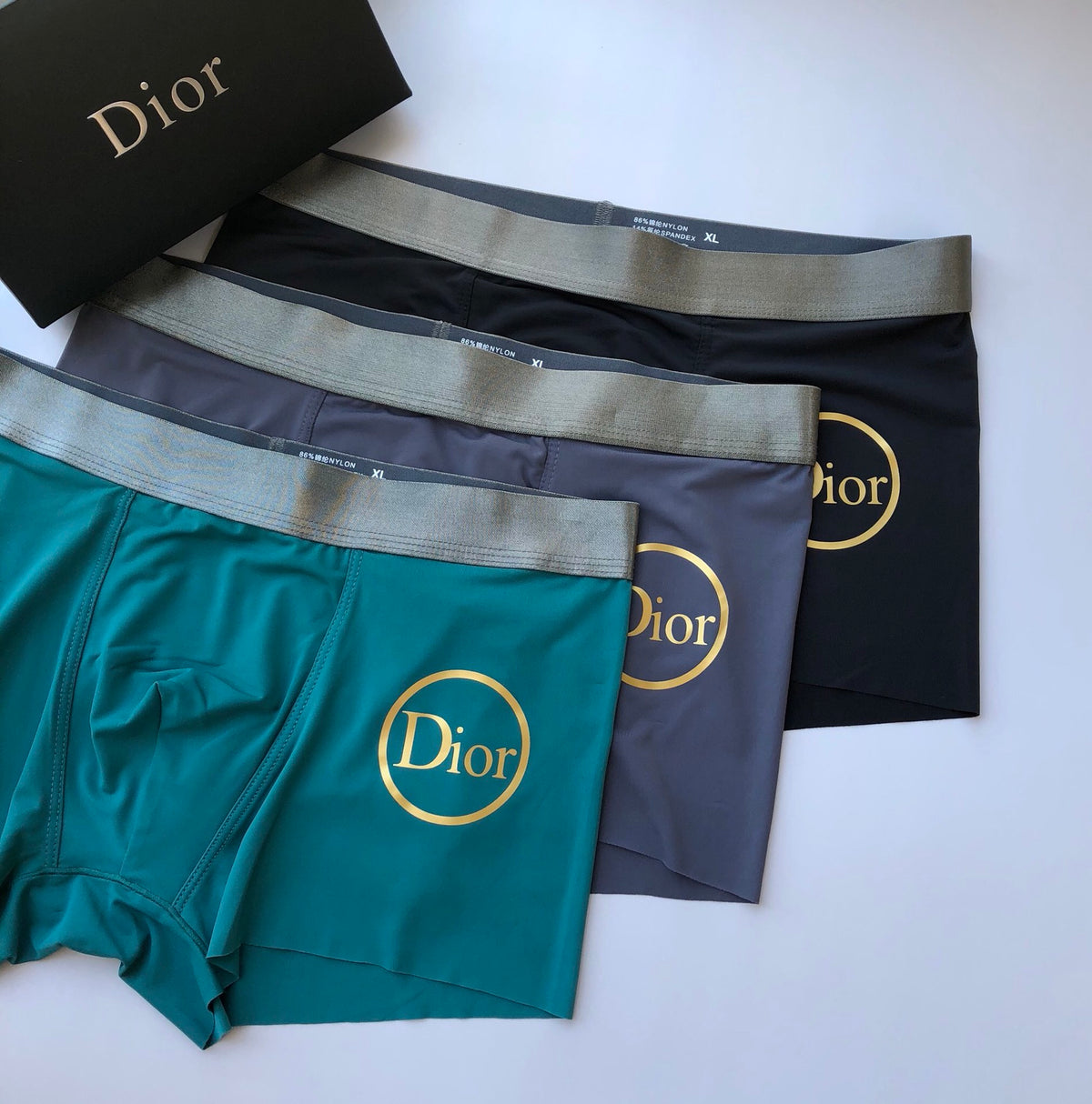 Dior Teal Grey Large Circle Letter Motif Boxer Briefs, image 2
