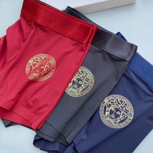 Versace Burgundy Grey Blue Large Round Face Boxer Briefs, image 1