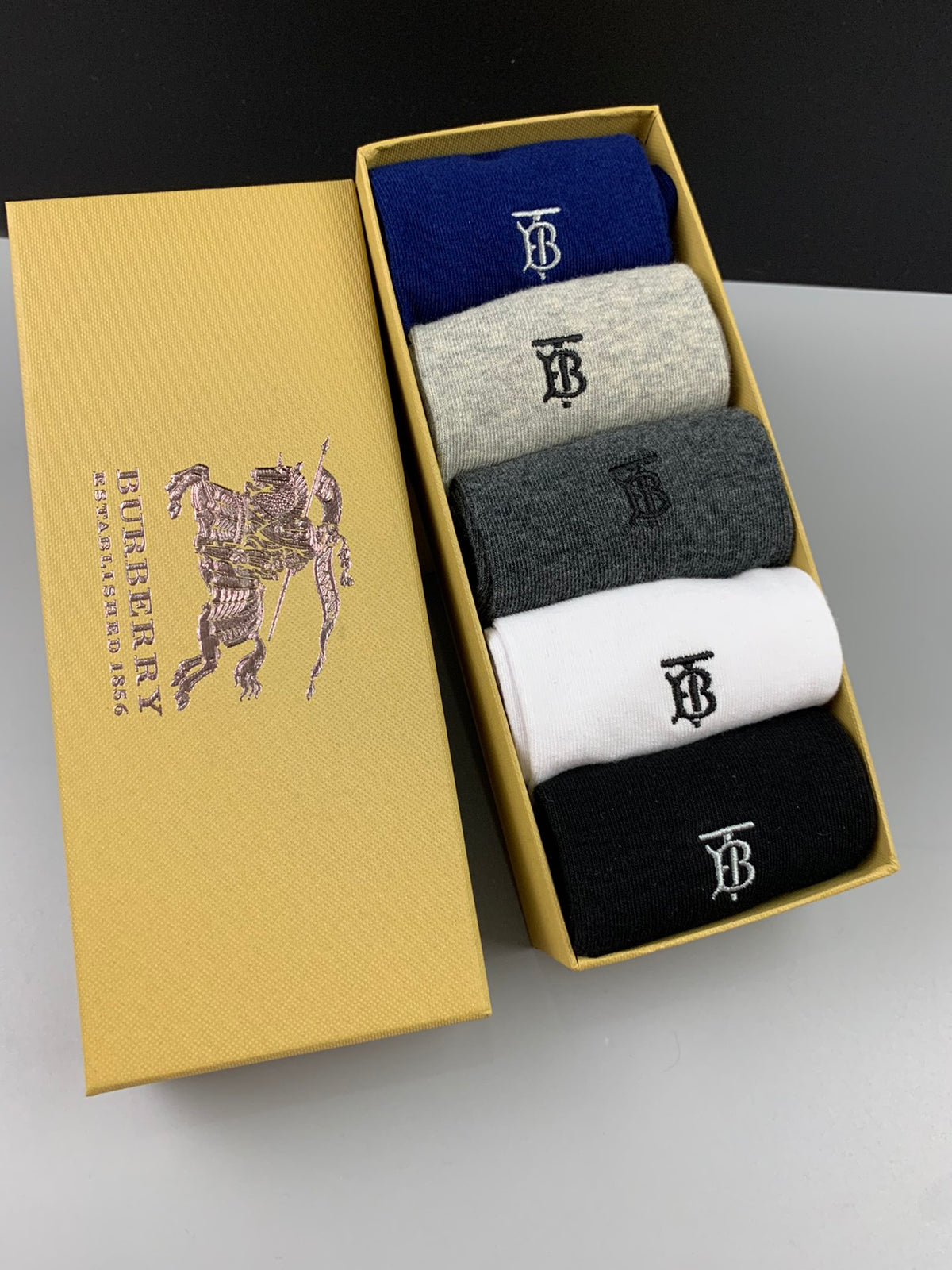 Burberry Boxed Neutral Large TB Cuffs Crew Socks, image 1