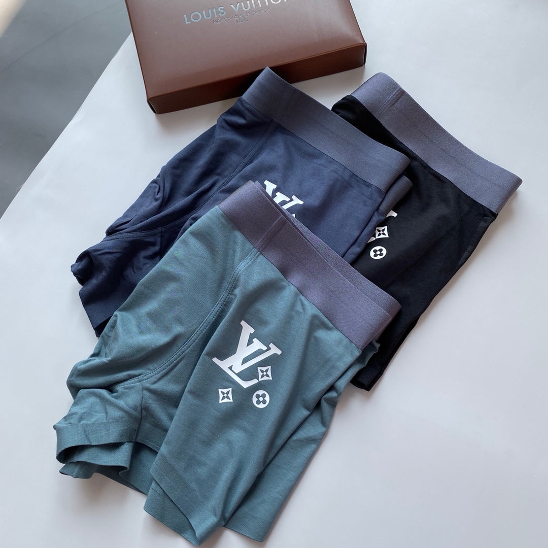 Louis Vuitton Teal Grey Navy Large Outline Motif Boxer Briefs, image 1