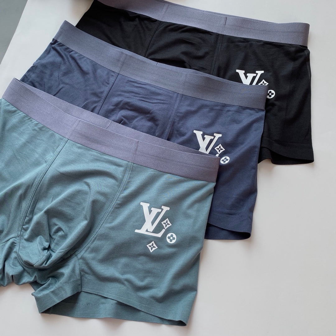 Louis Vuitton Teal Grey Navy Large Outline Motif Boxer Briefs, image 2