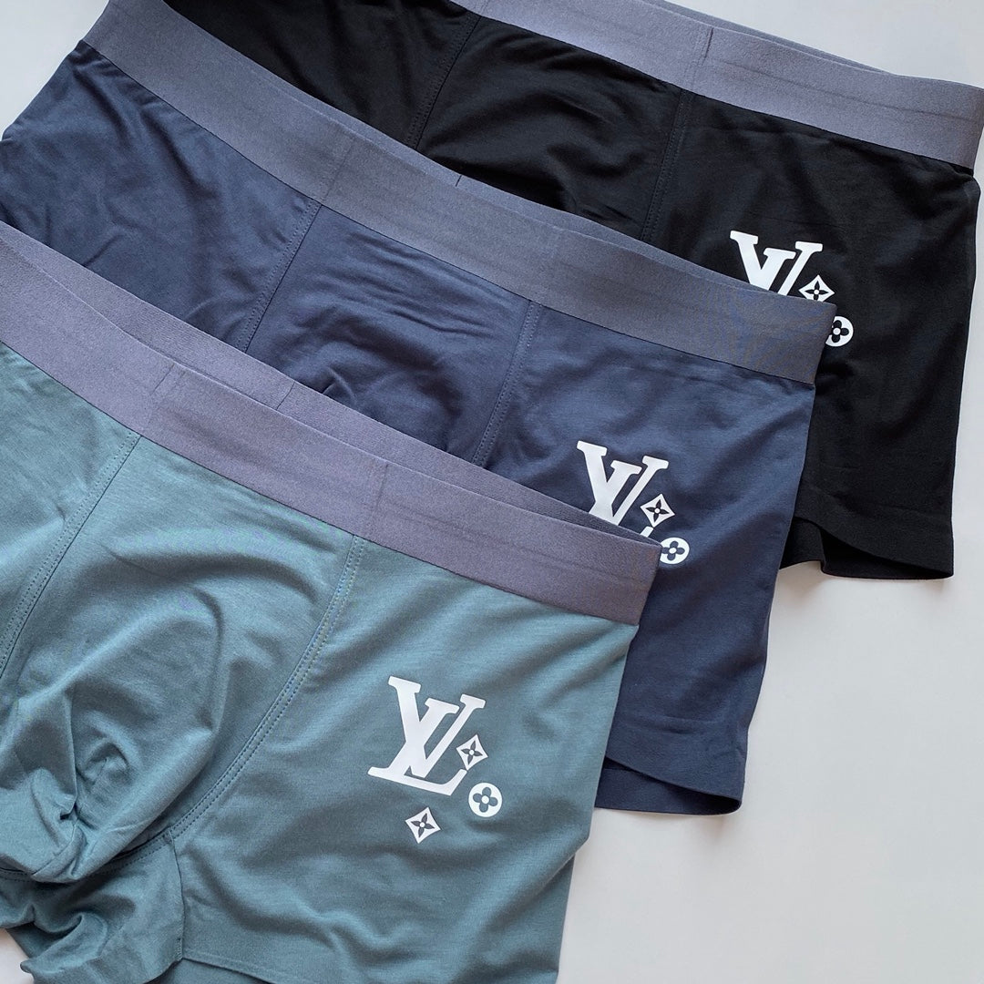 Louis Vuitton Teal Grey Navy Large Outline Motif Boxer Briefs, image 3