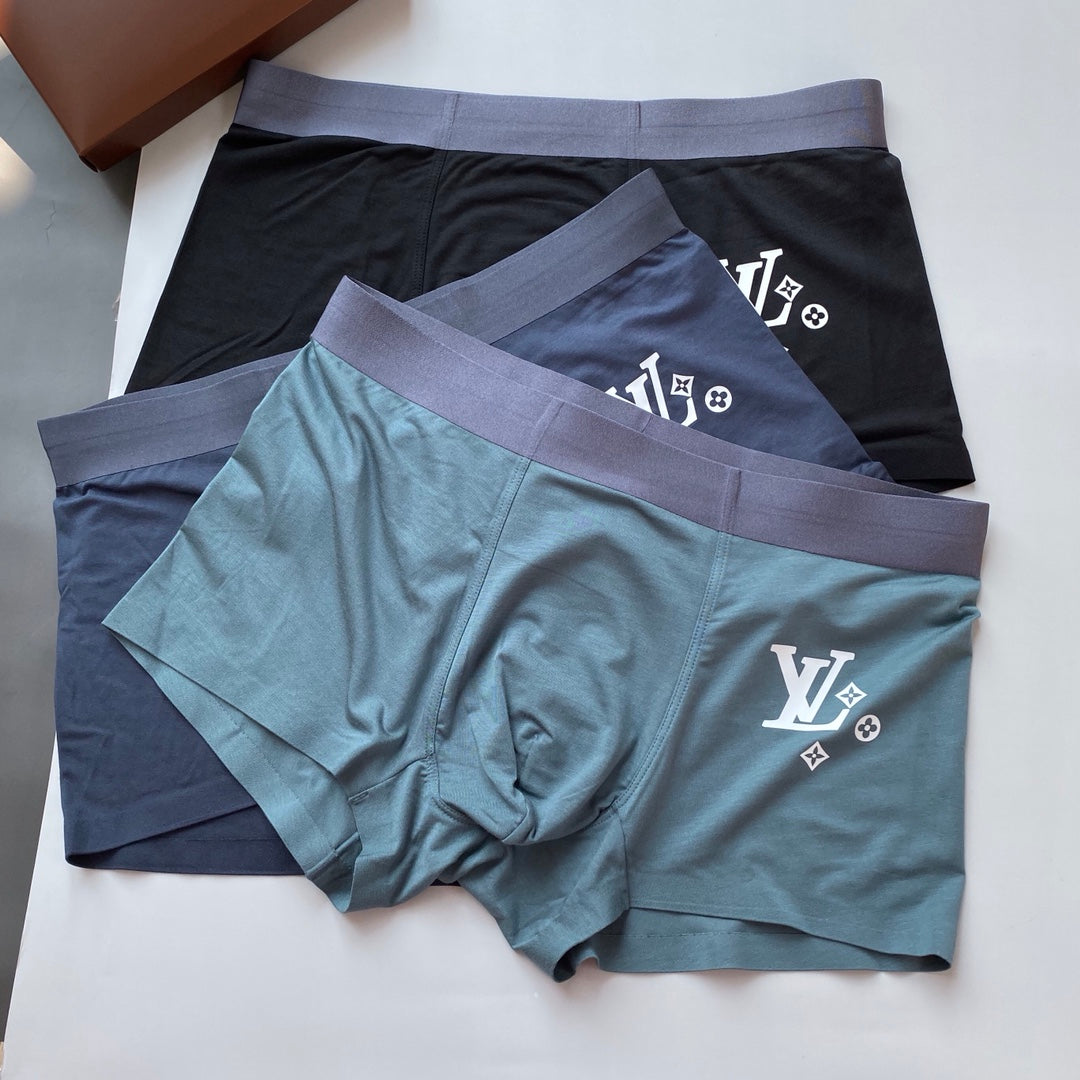 Louis Vuitton Teal Grey Navy Large Outline Motif Boxer Briefs, image 4