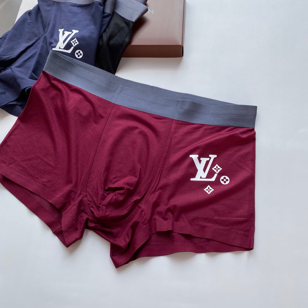 Louis Vuitton Burgundy Navy Grey White Motif Boxer Briefs, image 4