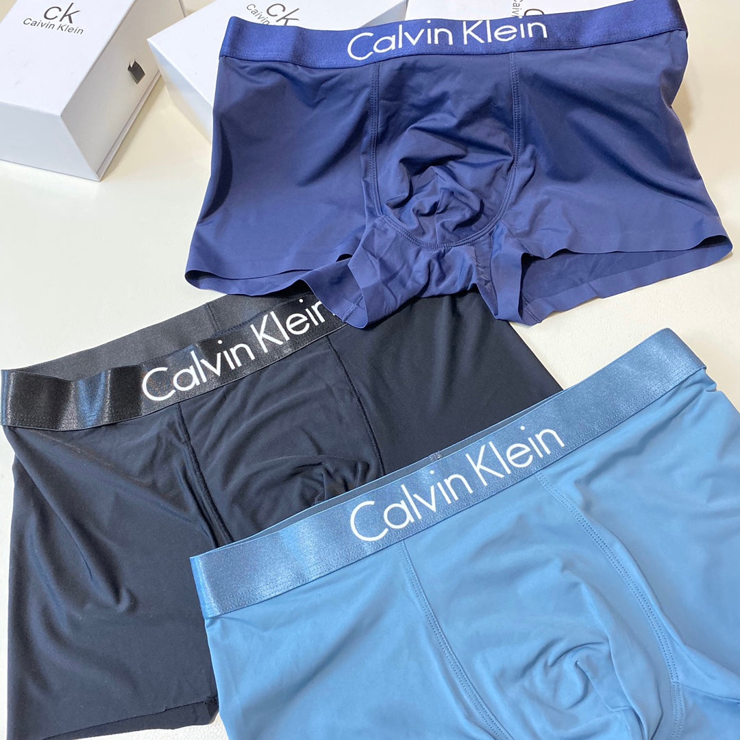 Calvin Klein Blue Grey Stacked Trunks Boxer Briefs, image 1
