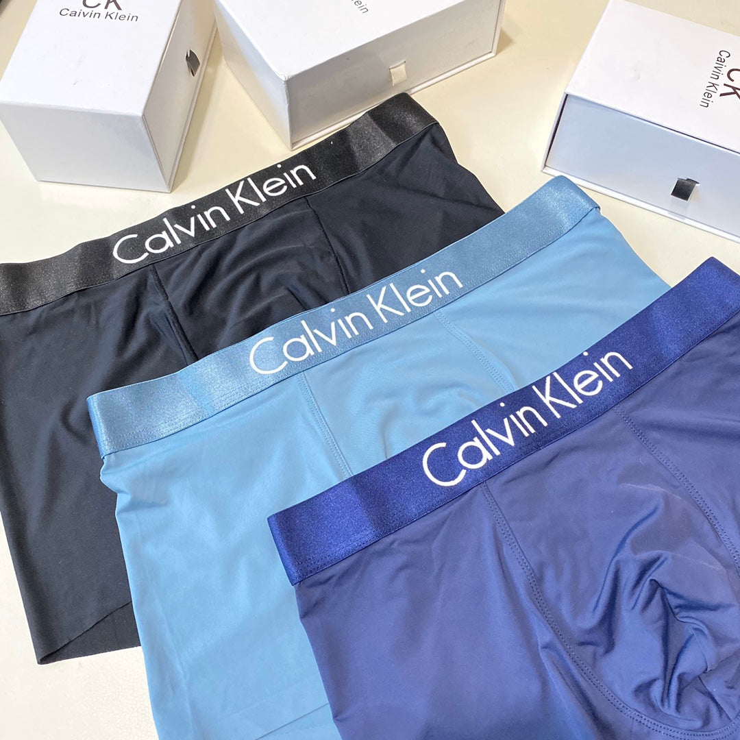 Calvin Klein Blue Grey Stacked Trunks Boxer Briefs, image 4