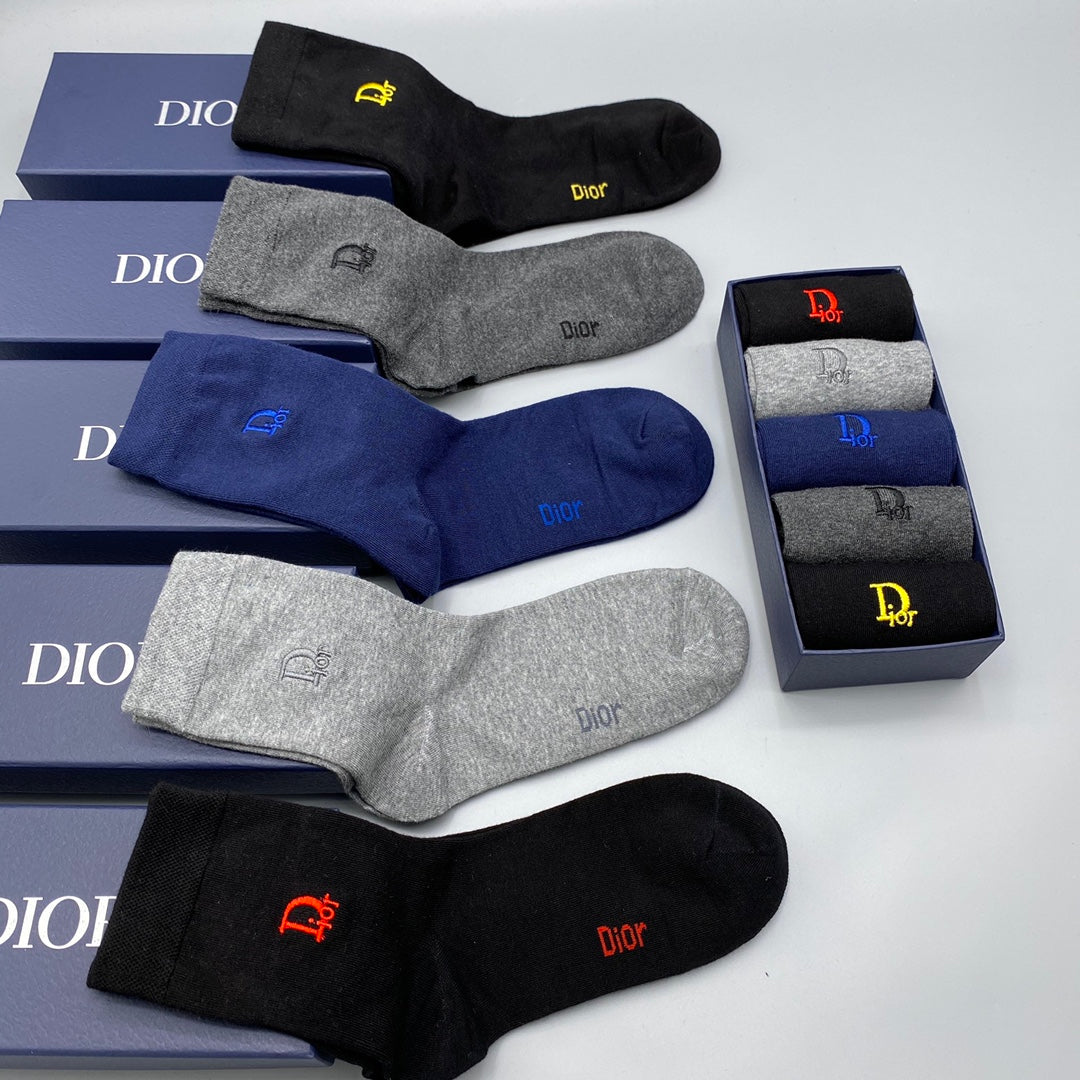 Dior Blue Grey Black Small Colour Letters No-Show Socks, image 1