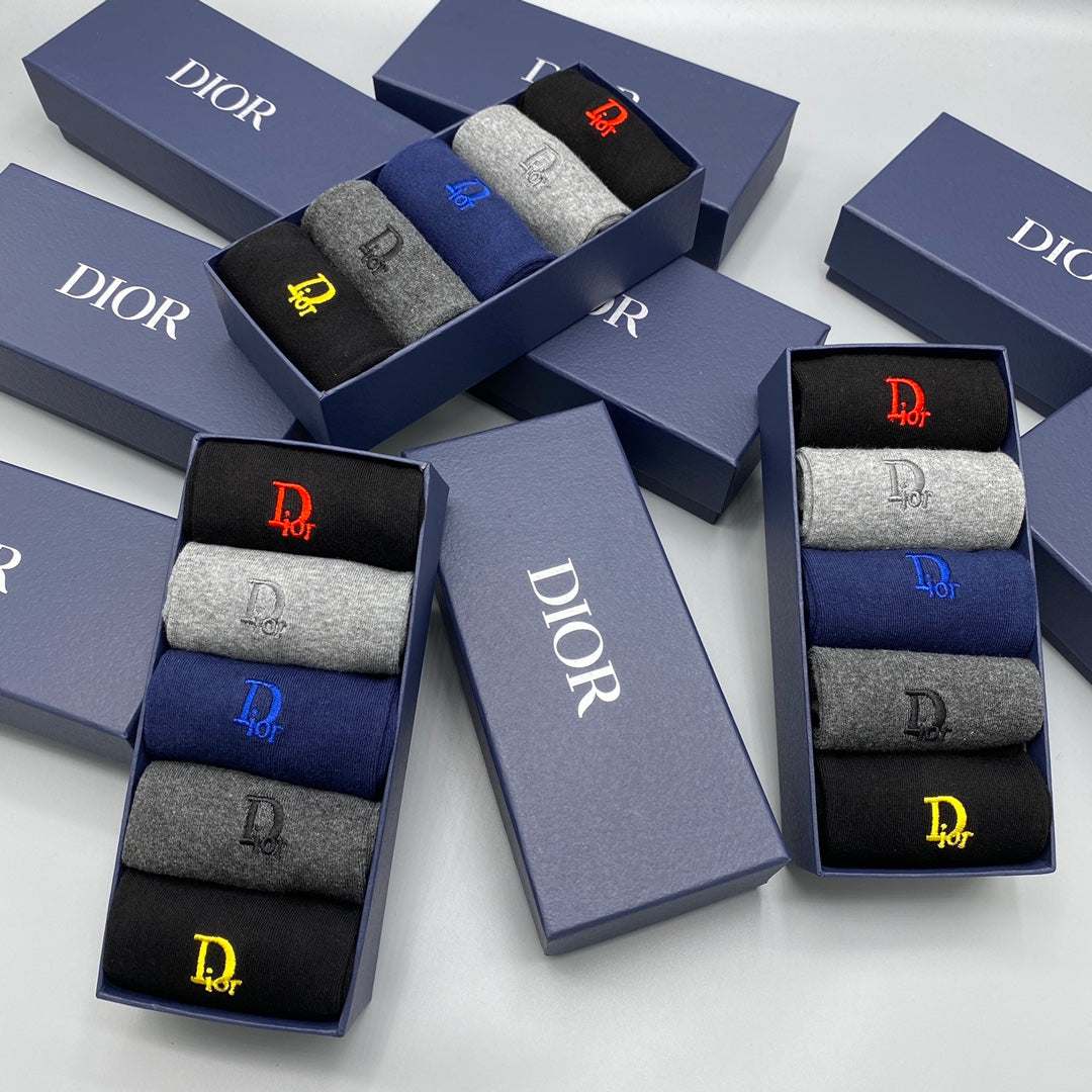 Dior Blue Grey Black Small Colour Letters No-Show Socks, image 6
