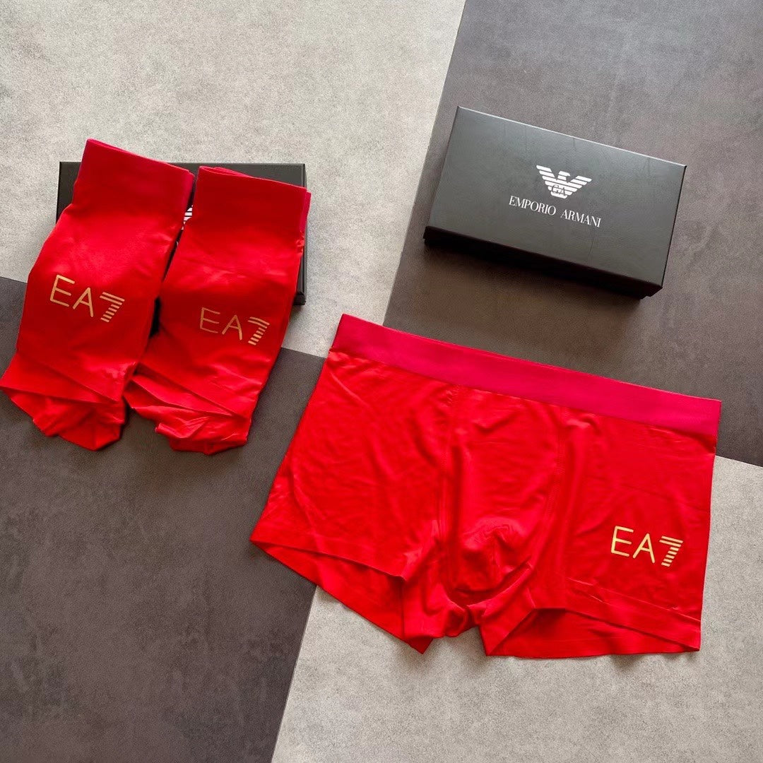 Emporio Armani Red Small EA7 Marks Boxer Briefs, image 4