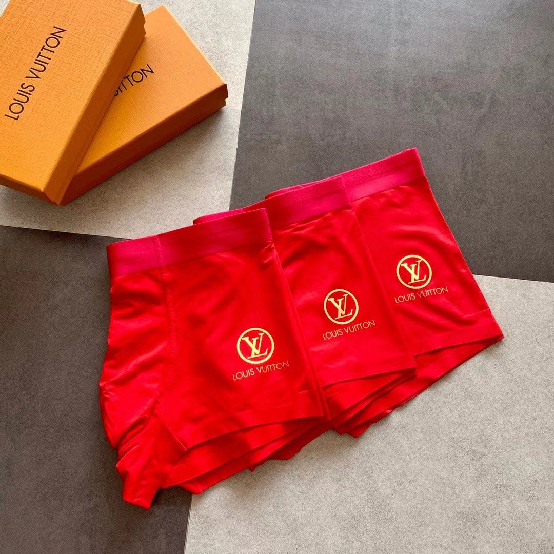 Louis Vuitton Red Small Gold Floral Motifs Boxer Briefs, image 5