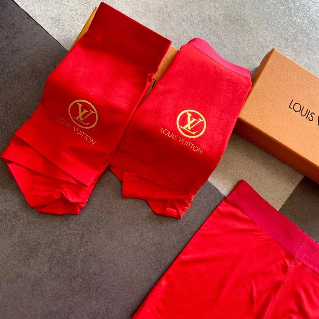 Louis Vuitton Red Small Gold Floral Motifs Boxer Briefs, image 6