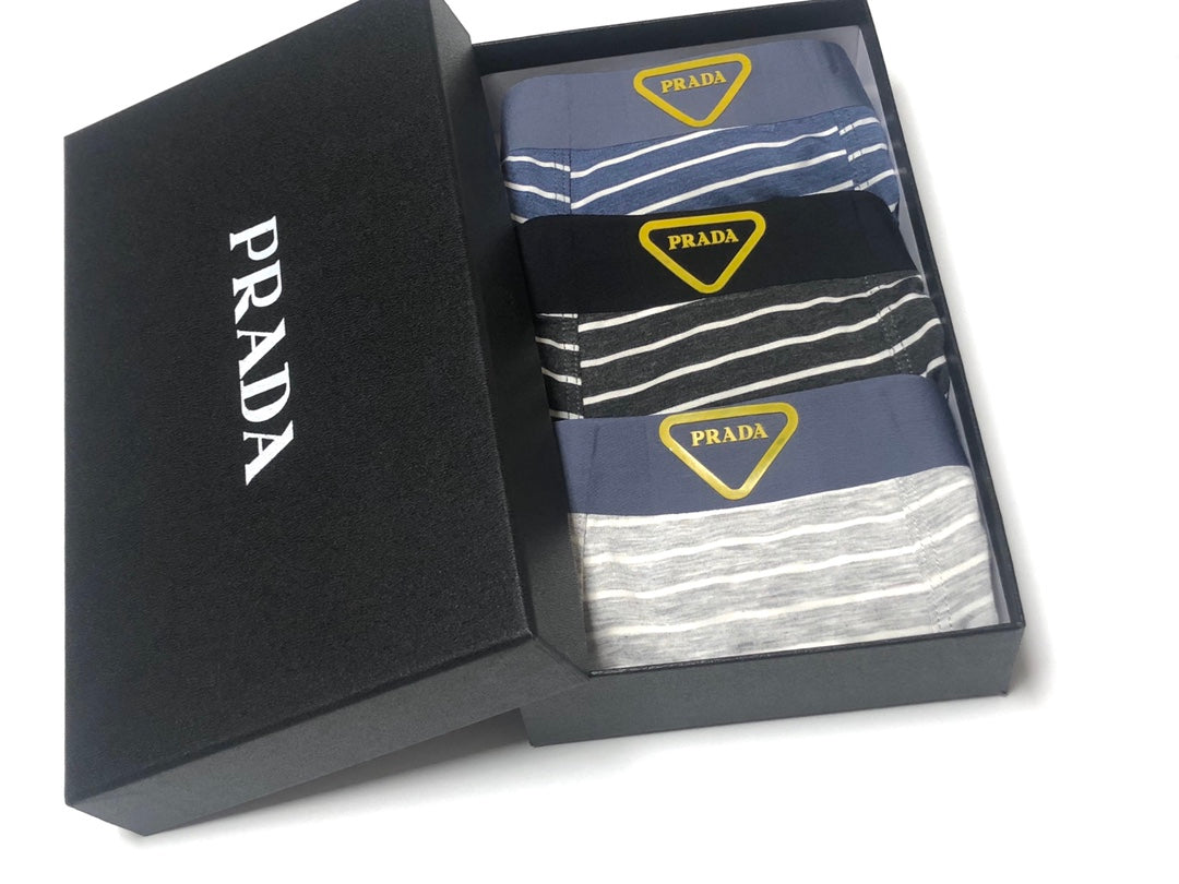Prada Boxed Narrow Stripe Triangle Boxer Briefs, image 1