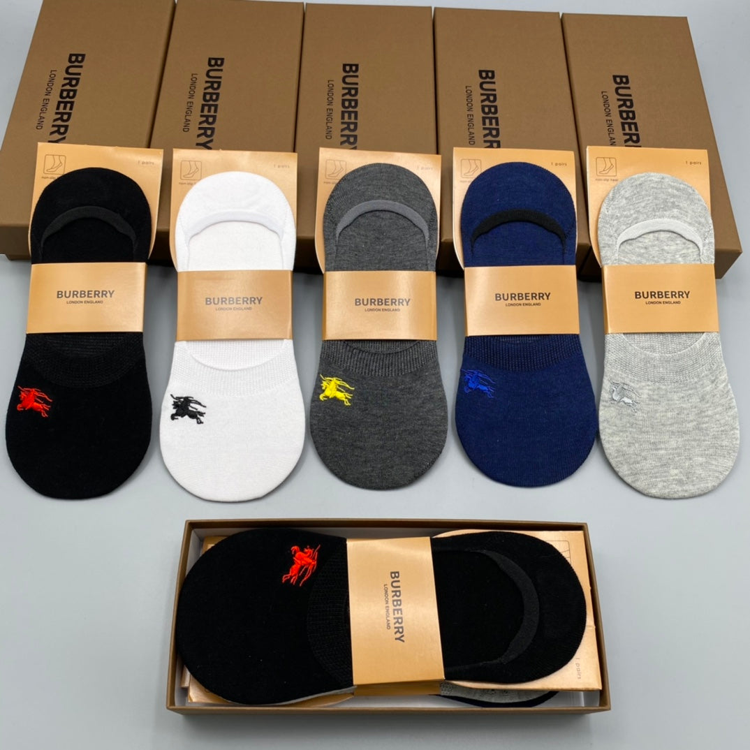 Burberry Neutral Packaged Small Coloured Motifs No-Show Socks, image 1