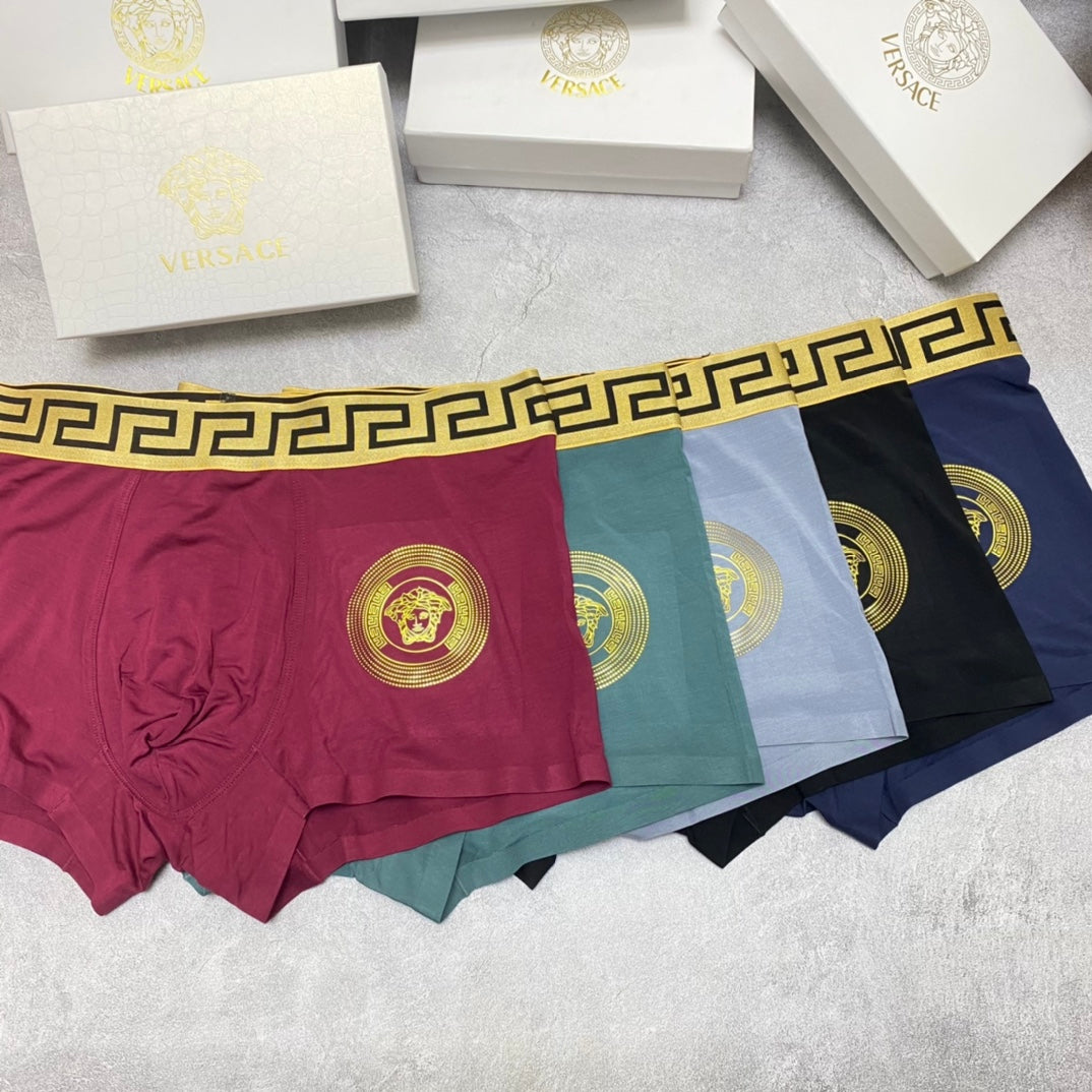 Versace Muted Gold Face Wide Key Waist Boxer Briefs, image 1