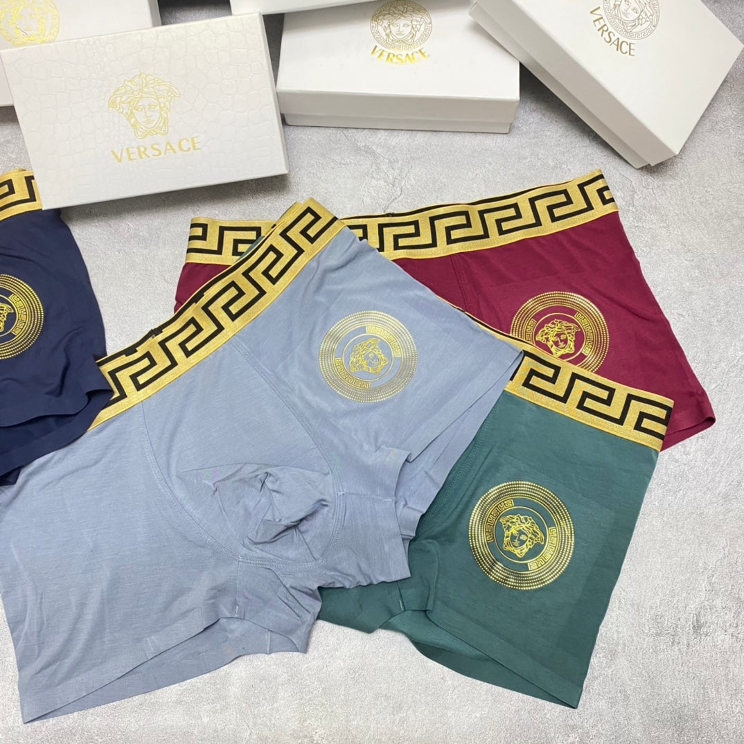 Versace Muted Gold Face Wide Key Waist Boxer Briefs, image 3