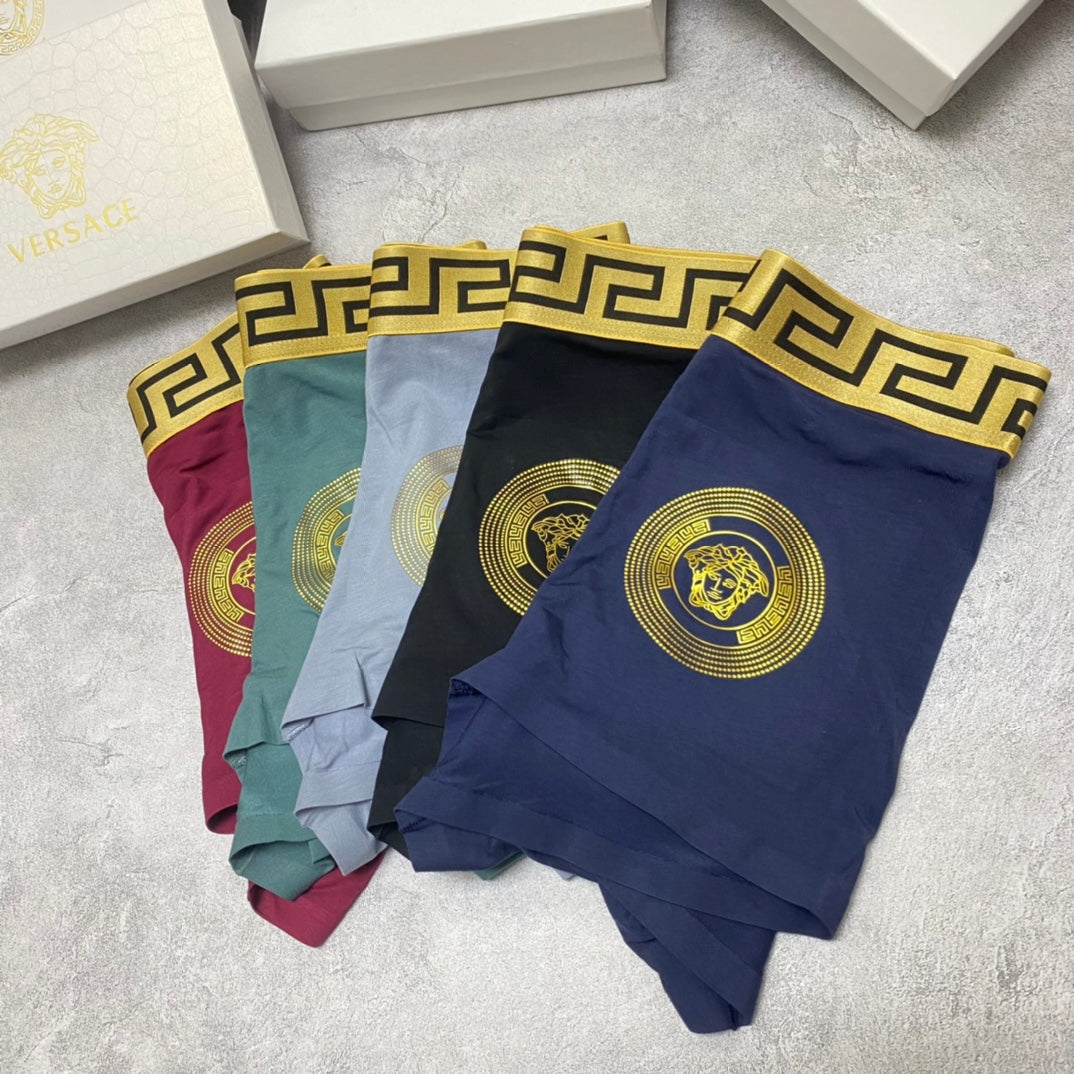 Versace Muted Gold Face Wide Key Waist Boxer Briefs, image 2
