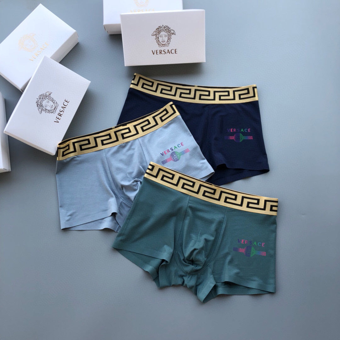Versace Blue Teal Small Red Patch Boxer Briefs, image 1