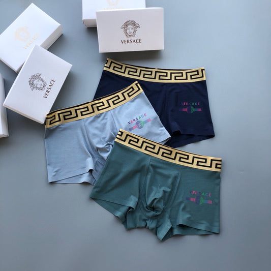 Versace Blue Teal Small Red Patch Boxer Briefs, image 1