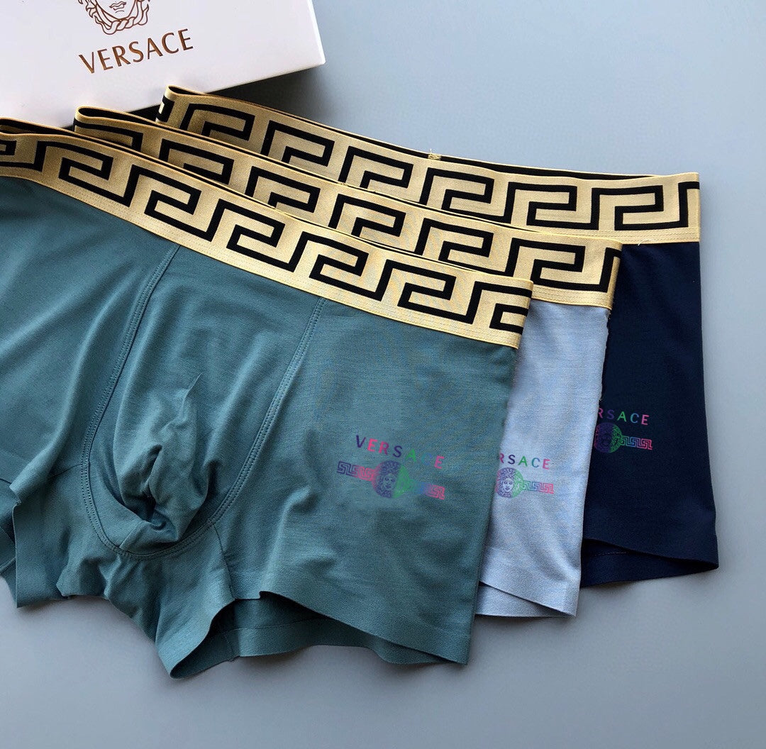 Versace Blue Teal Small Red Patch Boxer Briefs, image 2