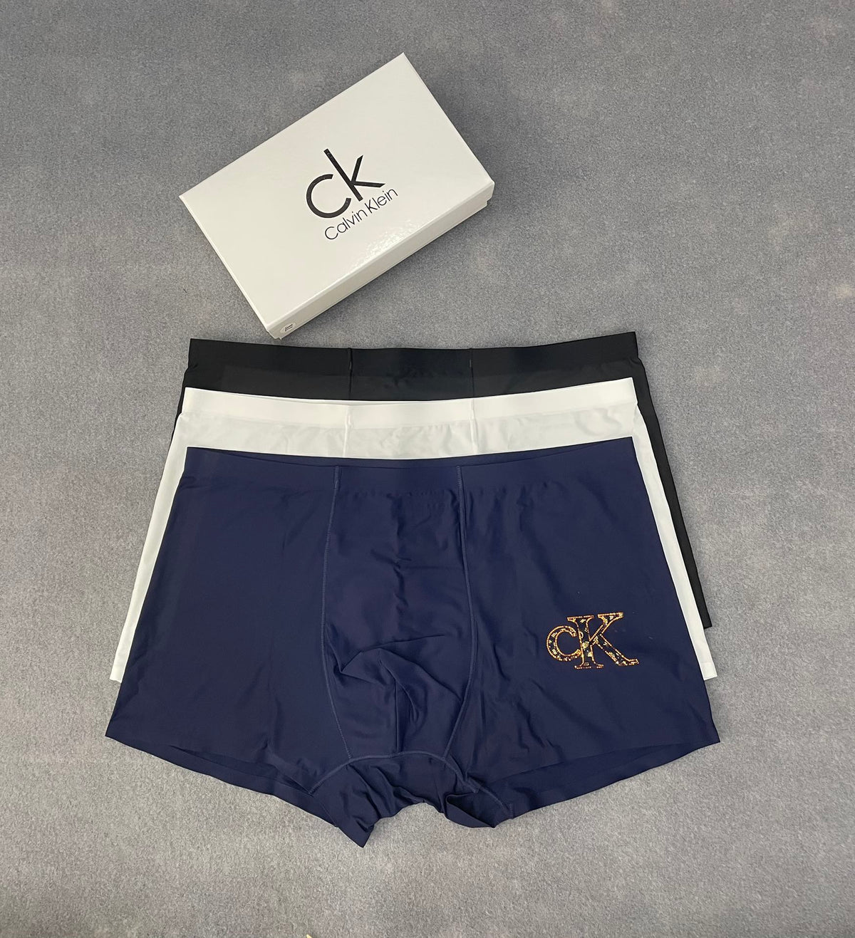 Calvin Klein Navy Gold Folded Monograms Boxer Briefs, image 4