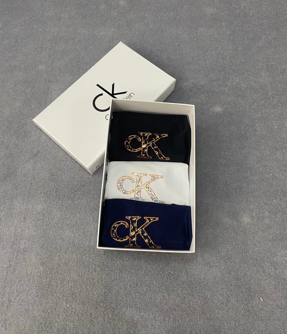 Calvin Klein Navy Gold Folded Monograms Boxer Briefs, image 3
