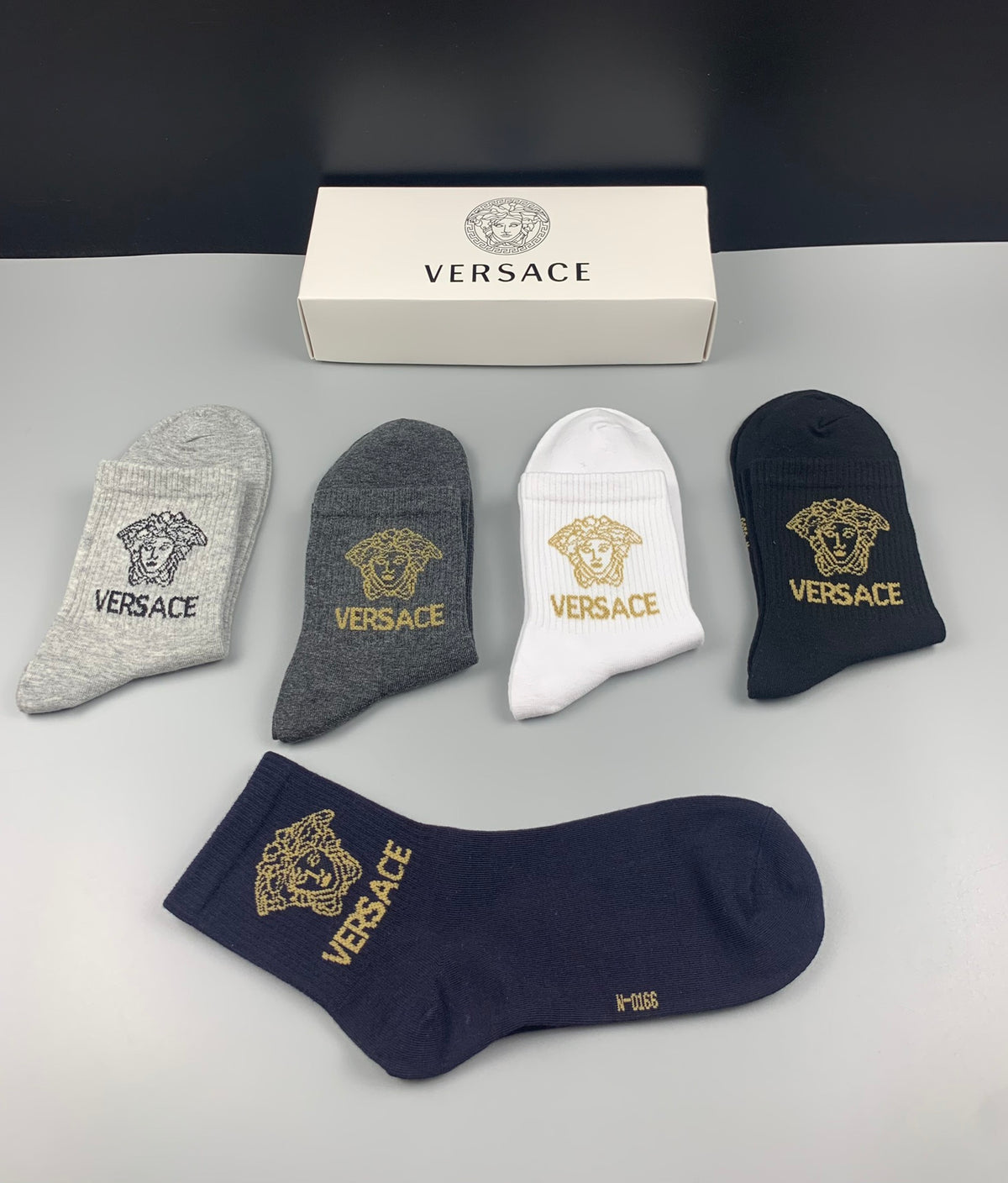 Versace Neutral Small Face Fine Cuffs Ankle Socks, image 4