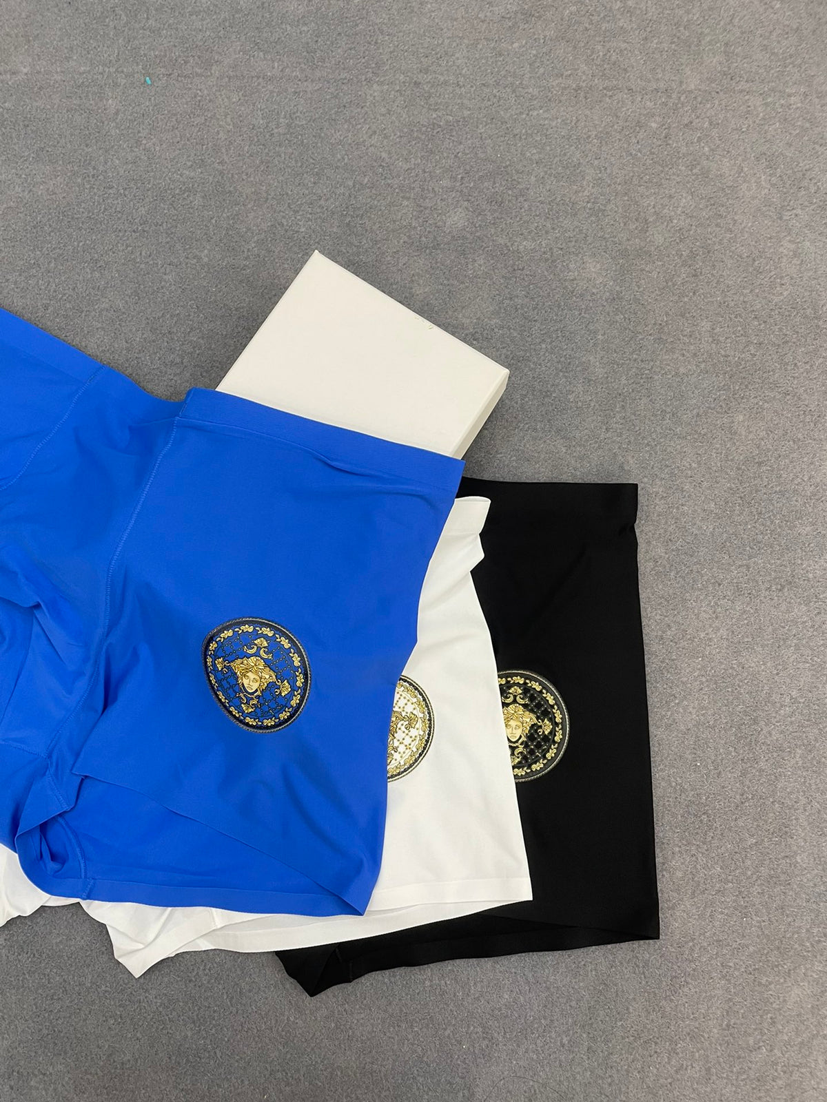 Versace Boxed Blue White Black Gold Face Boxer Briefs, image 7