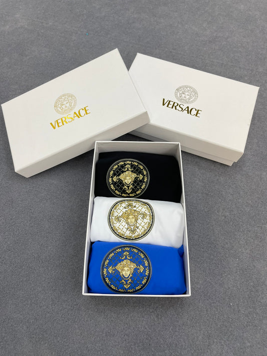 Versace Boxed Blue White Black Gold Face Boxer Briefs, image 1