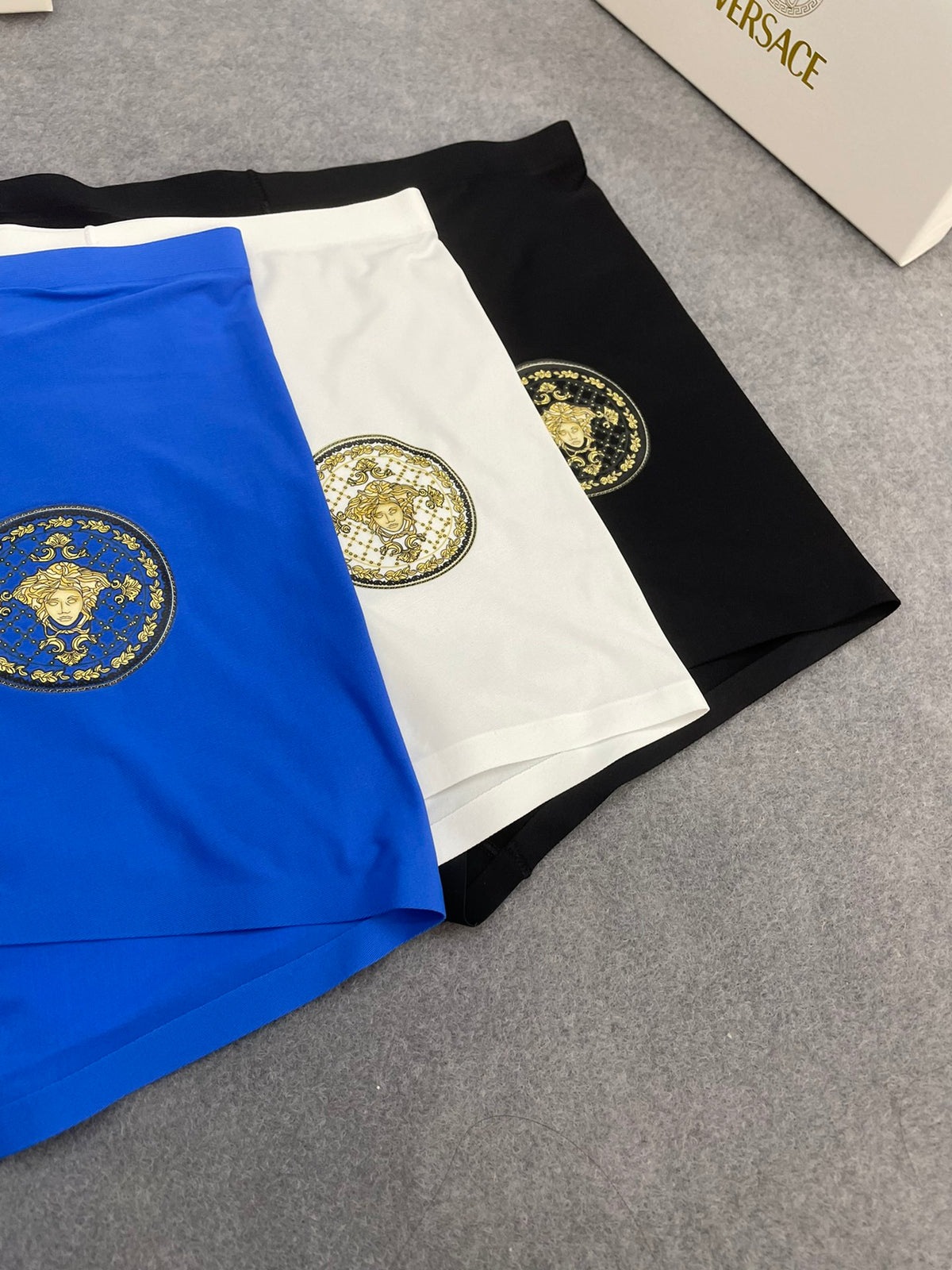 Versace Boxed Blue White Black Gold Face Boxer Briefs, image 6