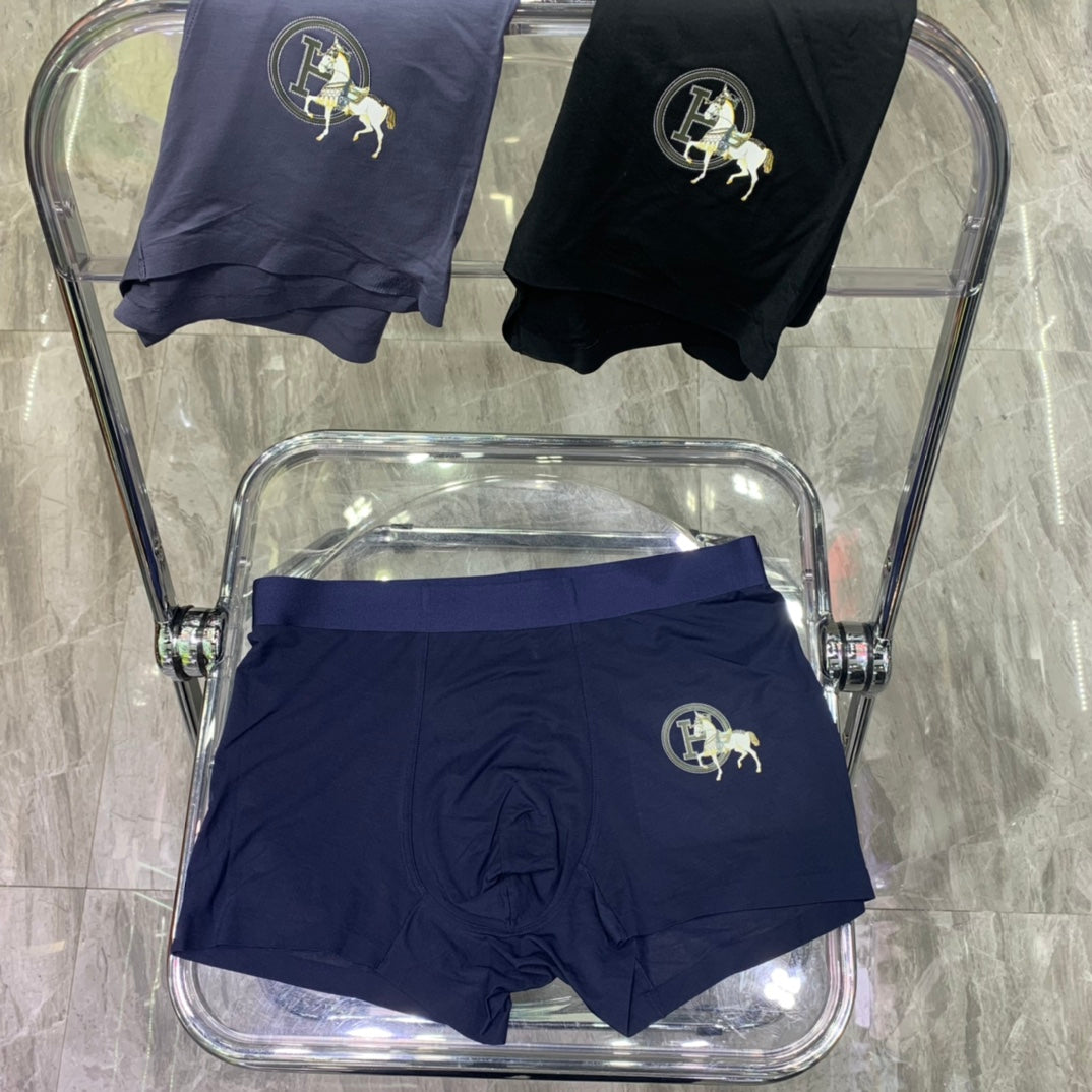 Hermès Black Grey Small Horse Motif Boxer Briefs, image 2