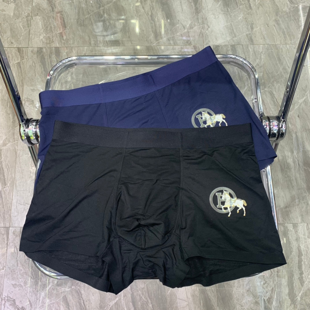 Hermès Black Grey Small Horse Motif Boxer Briefs, image 3