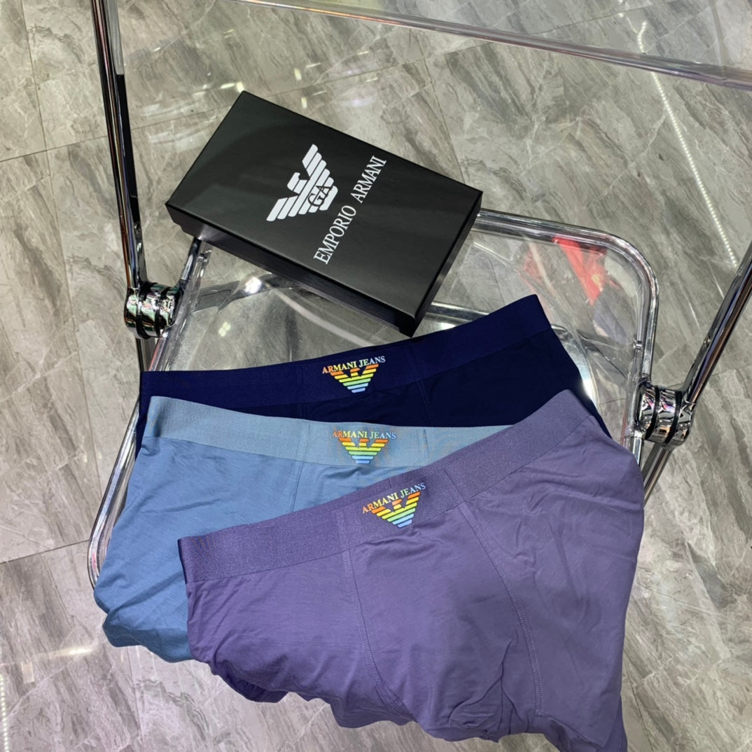 Emporio Armani Blue Plain Wing Waistband Boxer Briefs, image 6