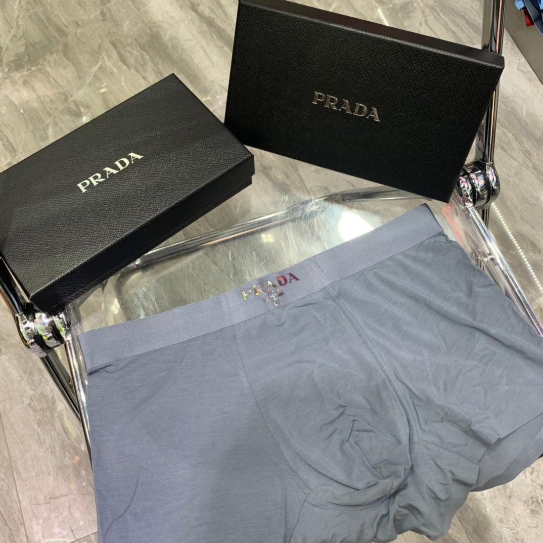 Prada Grey Small Tonal Waist Text Boxer Briefs, image 1
