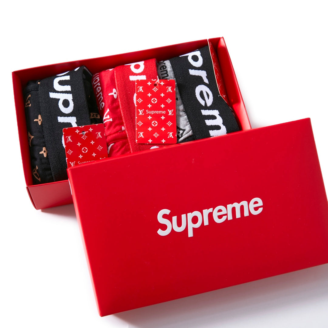 Supreme Boxed Red Black Pattern Boxer Briefs, image 1
