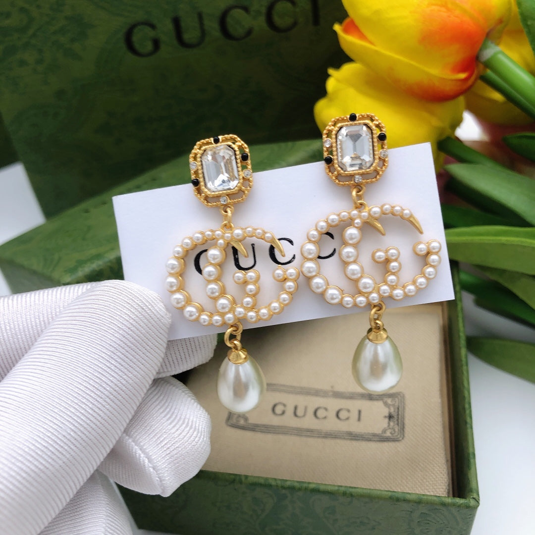 Gucci Pearl Crystal Stud Earrings – Style 03 - image 2