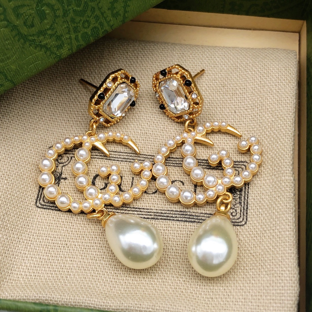 Gucci Pearl Crystal Stud Earrings – Style 03 - image 3