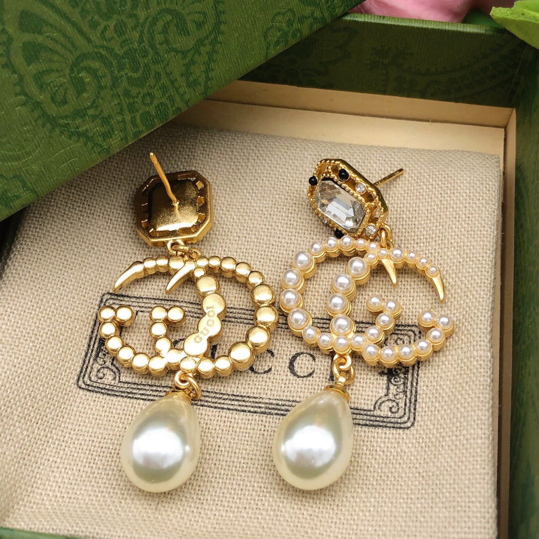 Gucci Pearl Crystal Stud Earrings – Style 03 - image 4