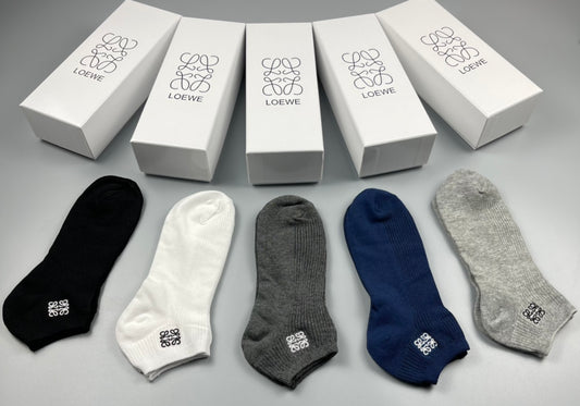 Loewe Black White Grey Navy Small Foot Mark No-Show Socks, image 1