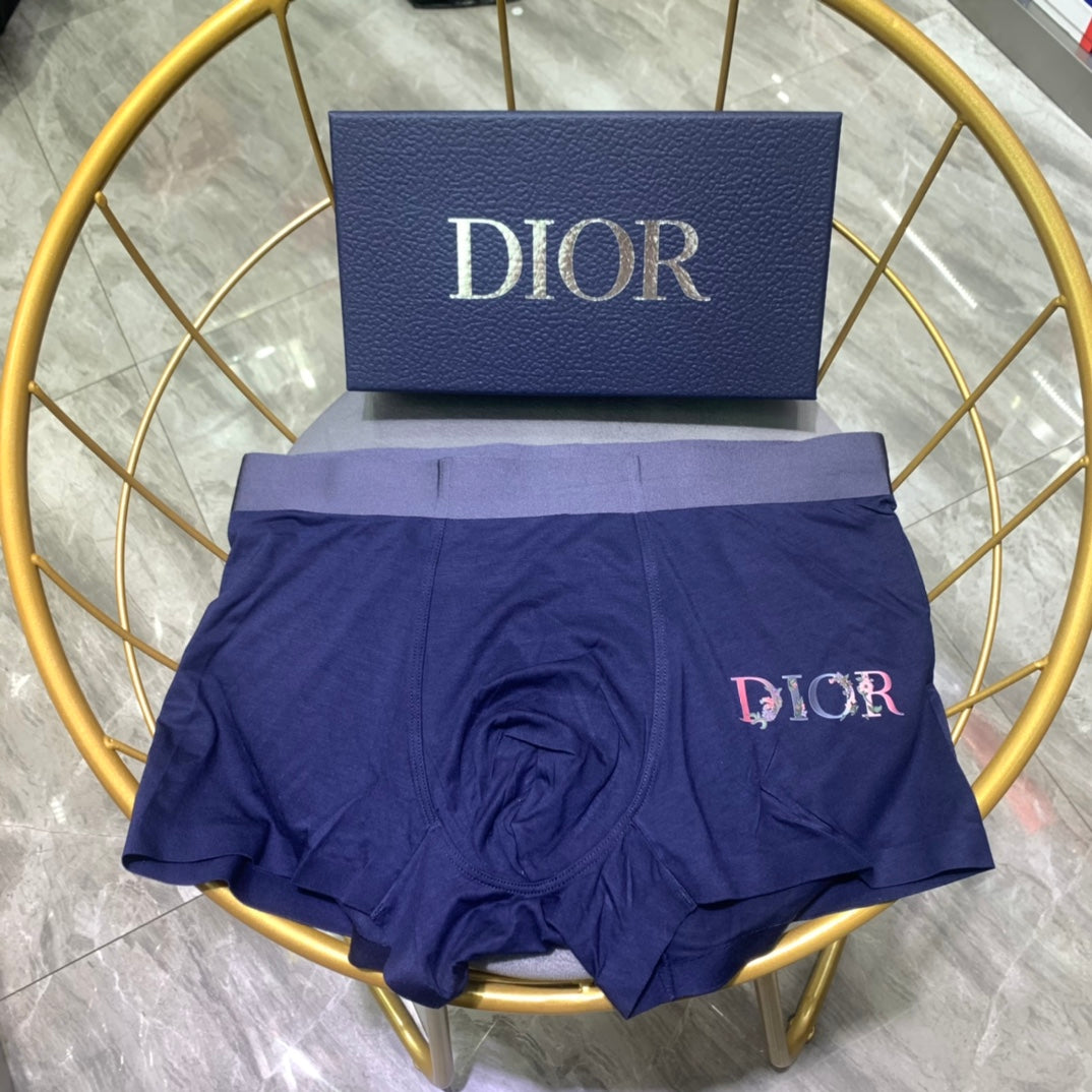 Dior Blue Broad Small Wordmark Waist Boxer Briefs, image 1