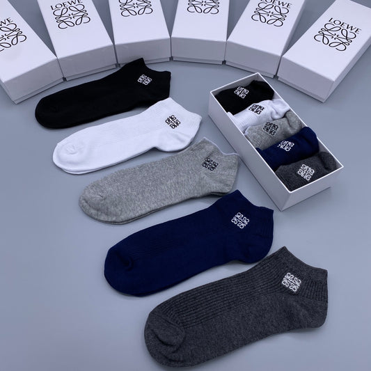Loewe Black White Grey Navy Small Square Mark No-Show Socks, image 1