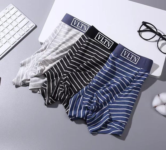 Valentino White Black Blue Fine Horizontal Stripes Boxer Briefs, image 1