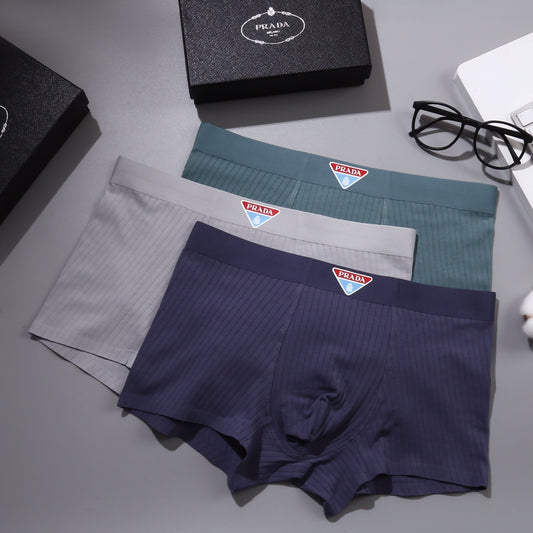 Prada Navy Teal Grey Fine Letter Waist Boxer Briefs, image 1