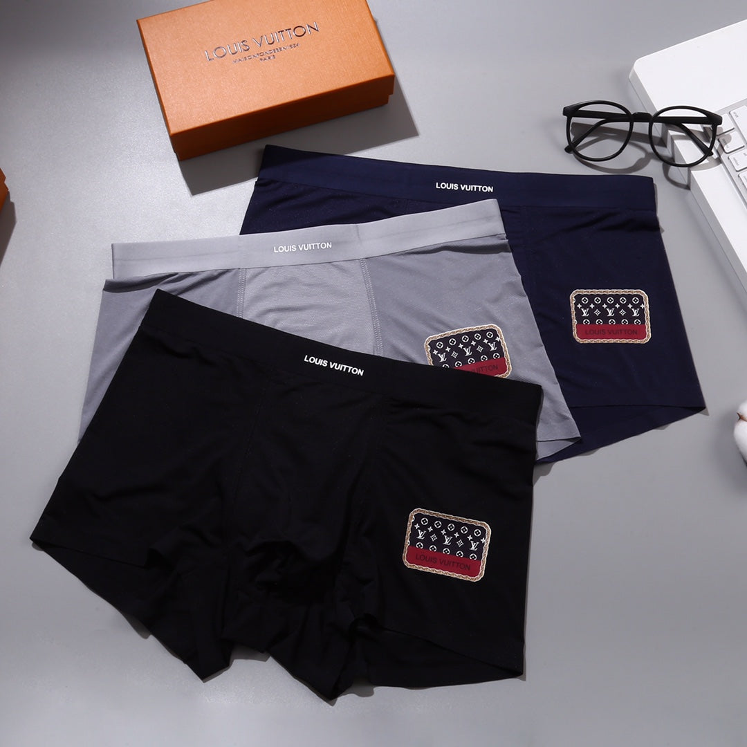 Louis Vuitton Navy Black Grey Small Monogram Boxer Briefs, image 3