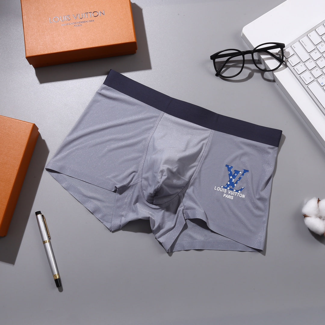 Louis Vuitton Black Grey Blue Small Flower Boxer Briefs, image 5